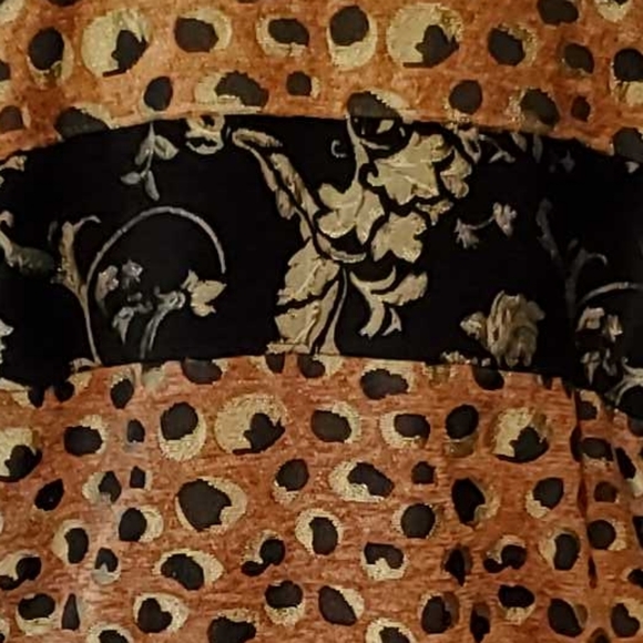 YAK MAGIK Open Front Tapestry Jacket Blazer Gold Black Floral Geometric Sequins - Picture 8 of 11